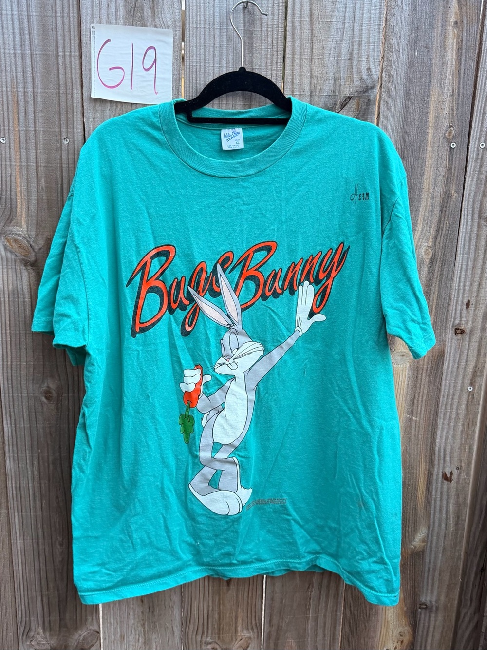 Vintage 1992 Bugs Bunny Graphic Tee - Teal Kids Short Sleeve Shirt Size XL